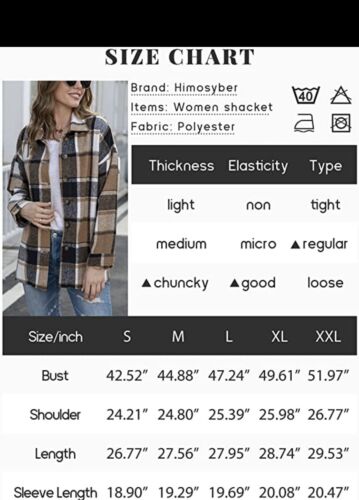 Women Brushed Flannel Plaid Lapel Button Down Shacket Jacket Coat