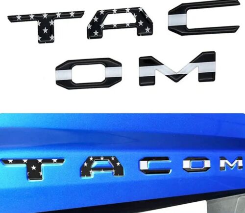 Raised Tailgate Insert Letters Fit for 2016-2023 Toyota Tacoma Black US Flag