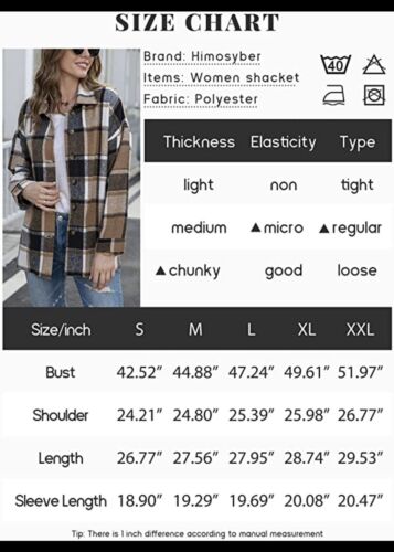 Women Brushed Flannel Plaid Lapel Button Down Shacket Jacket Coat