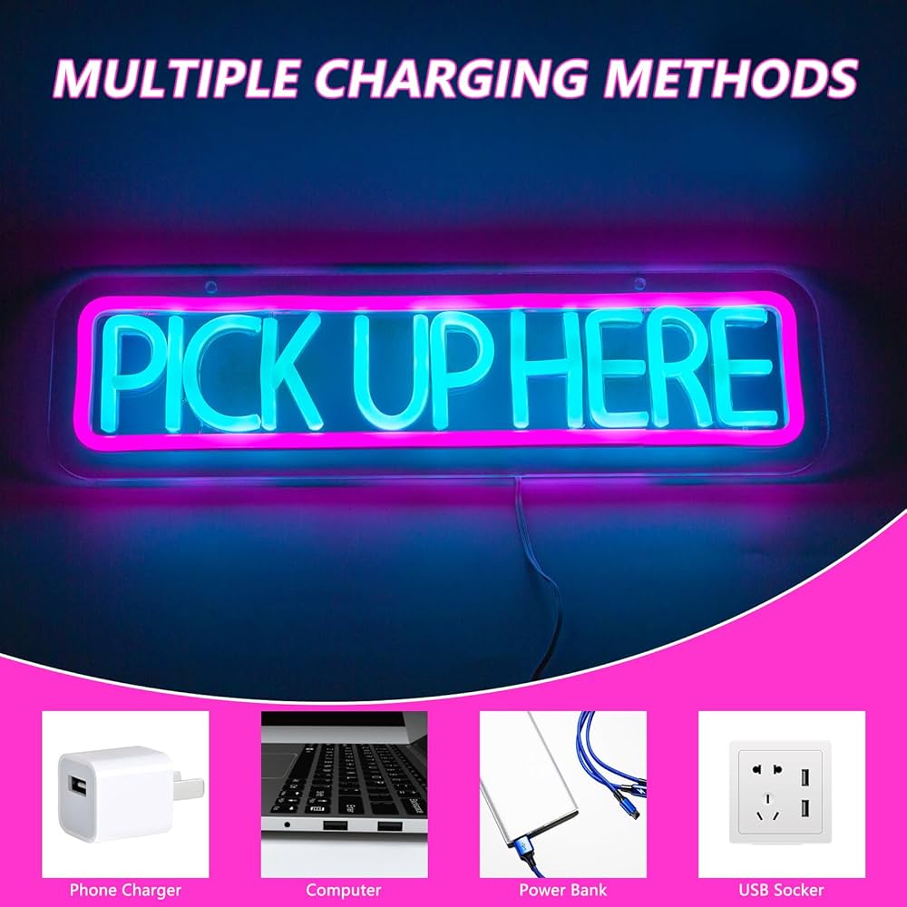 Order Here & Pick-Up Here Neon LED Restaurant Sign 4”x15” inch
