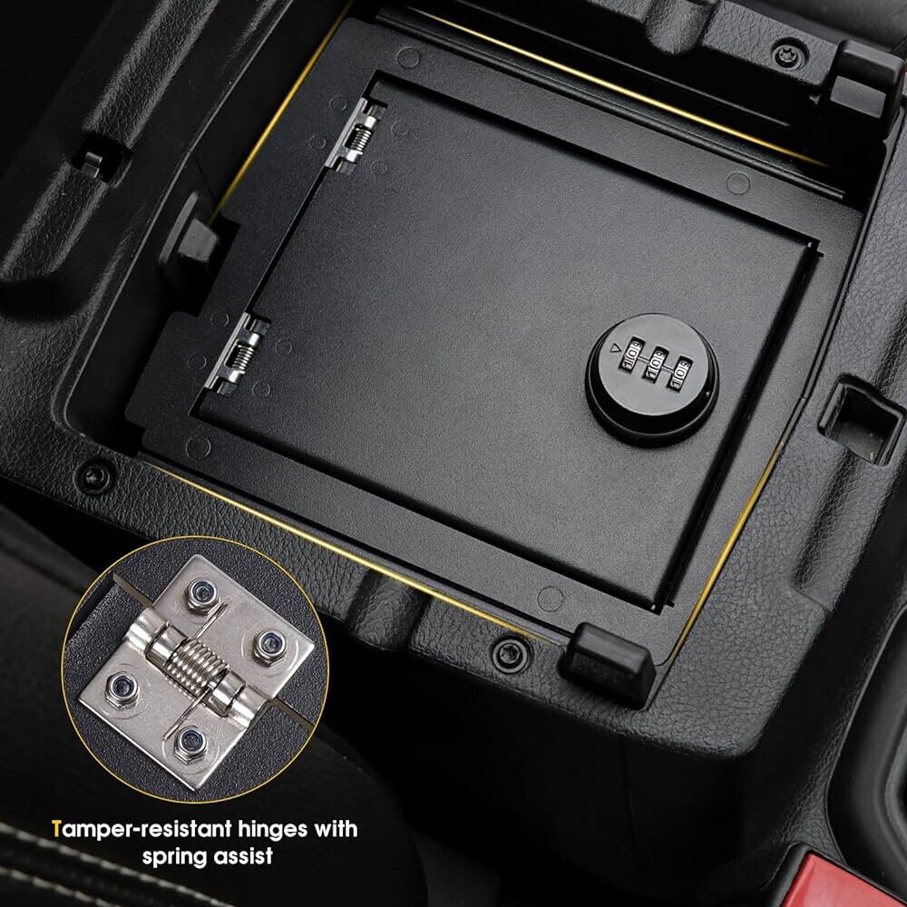 Center Console Safe Box for Jeep Wrangler JL, 2018 -2024, 2/4 Door, 3 Digit Lock