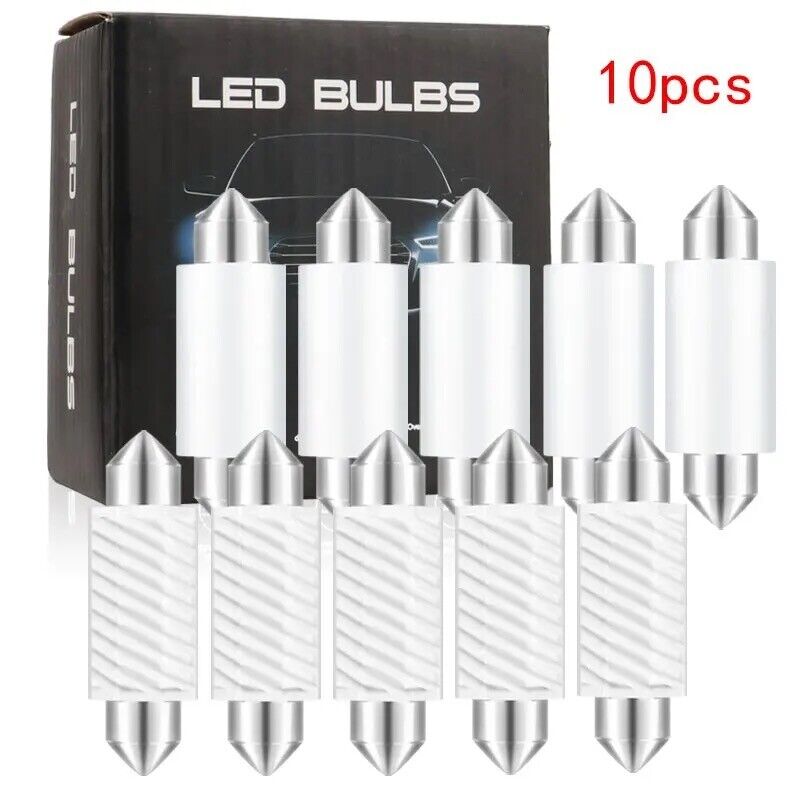 10 Pack LED 31mm, 36mm, 39mm, 41mm LED Festoon  CANBus Free Super Bright