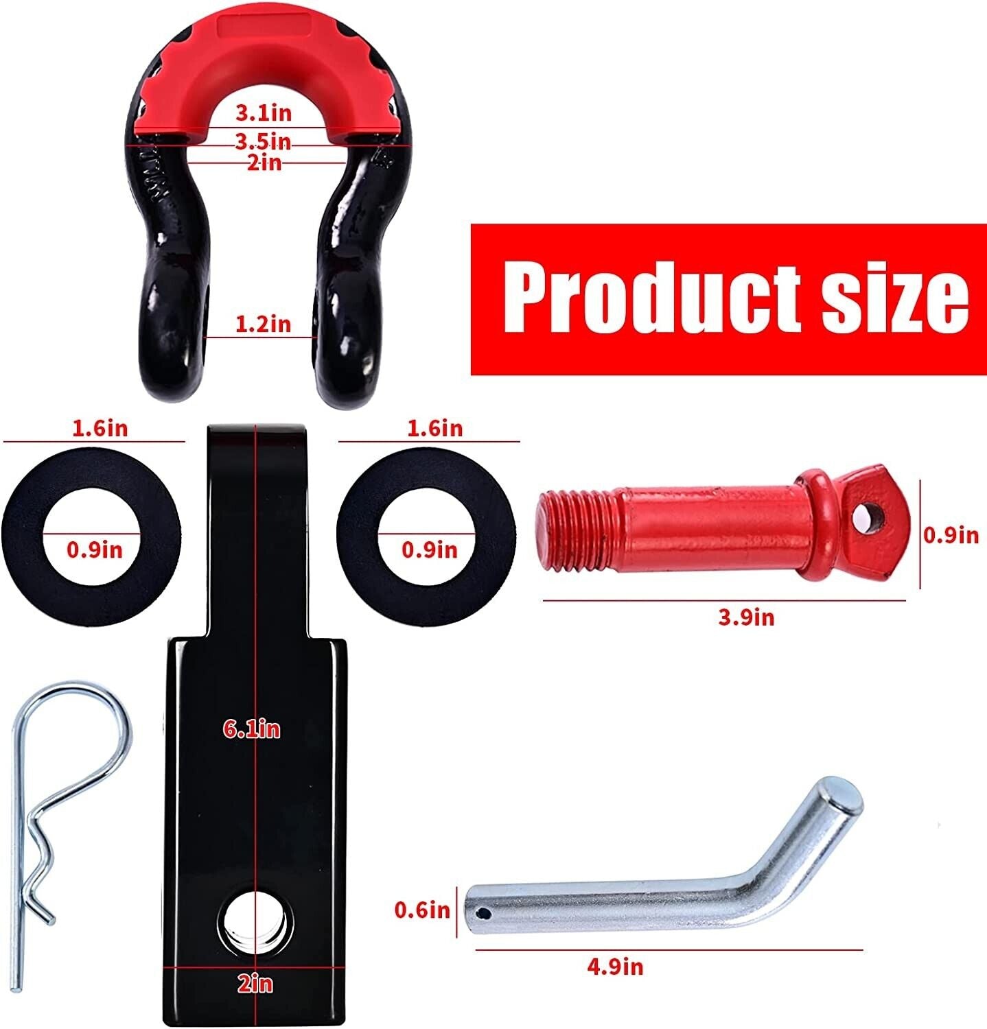 Shackle Hitch Receiver & Towing Hitch Lock2Inch 45000 LBS, 3/4 D Ring