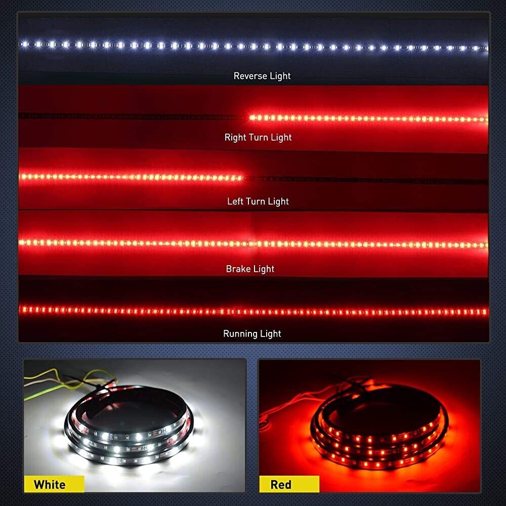 60" Truck Tailgate Light Bar 108 LED Single Row Tailgate Light Strip with Red Ru