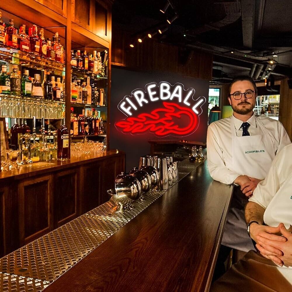 Fireball Whiskey LED Neon Sign For Man-cave, Bar, Garage 12"x 16" Inches USB