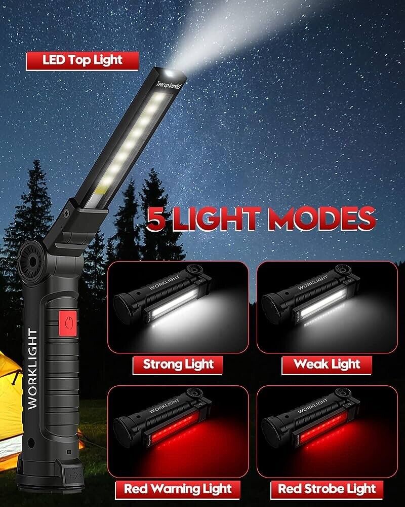 LED Work Light with Magnetic Base Hook 360°Rotate and 5 Modes