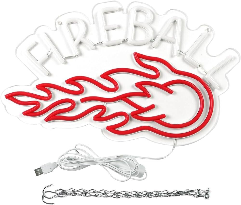 Fireball Whiskey LED Neon Sign For Man-cave, Bar, Garage 12"x 16" Inches USB