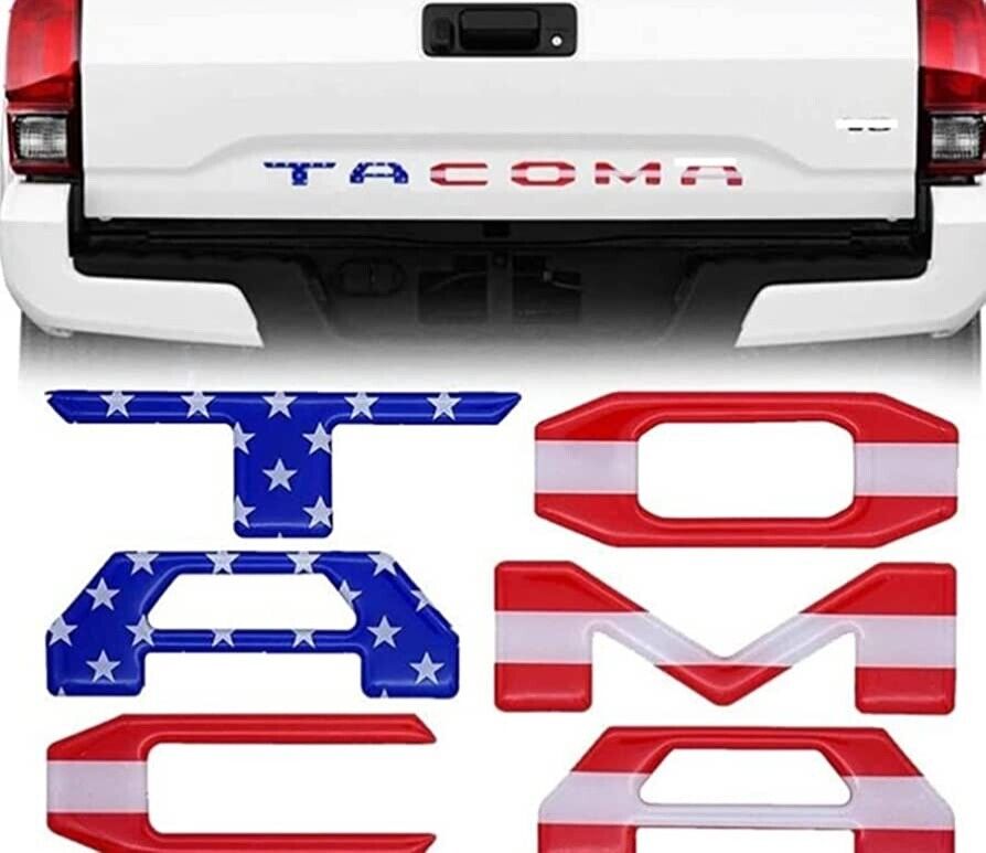 Raised Tailgate Insert Letters Fit for 2016-2023 Toyota Tacoma US Flag