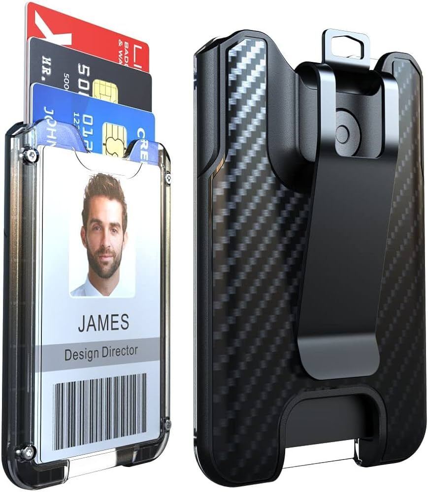 Wallet Money Clip Card Holder with ID Window, Holds 1-4 Cards