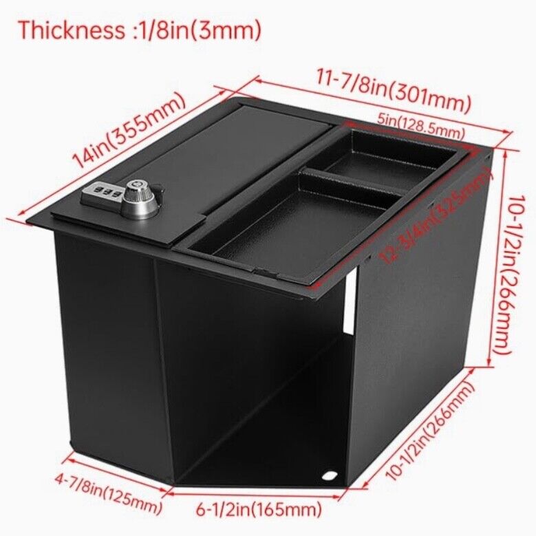 Toyota Tundra 2014-2021 Center Console Safe, 3-Digit Combo Lock & 2 Keys