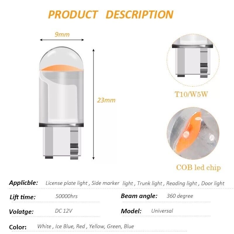 10 pack T10 Car LED Light for Turn Light Signal Light White for Vehicle