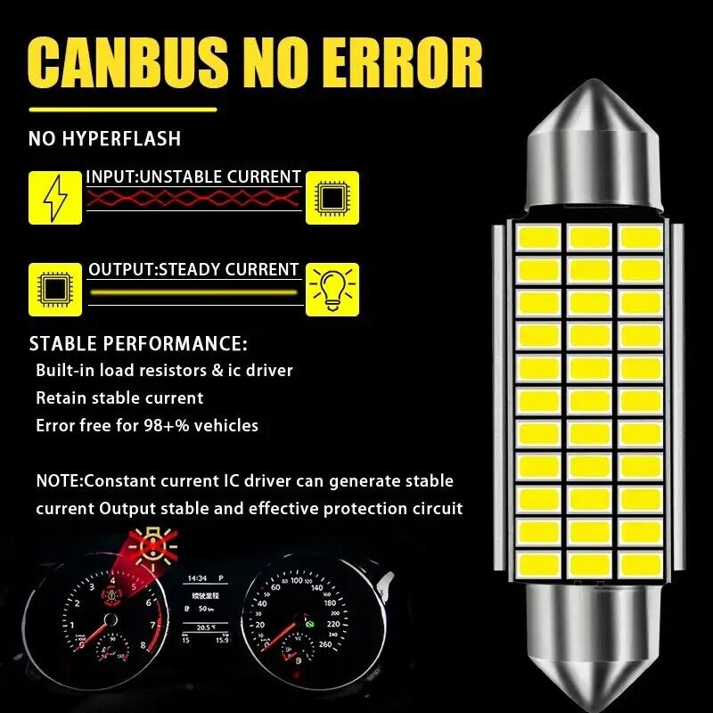 12 PCS Combo Pack (6) 31mm & (6) T10 LED 12V Automotive Bulbs