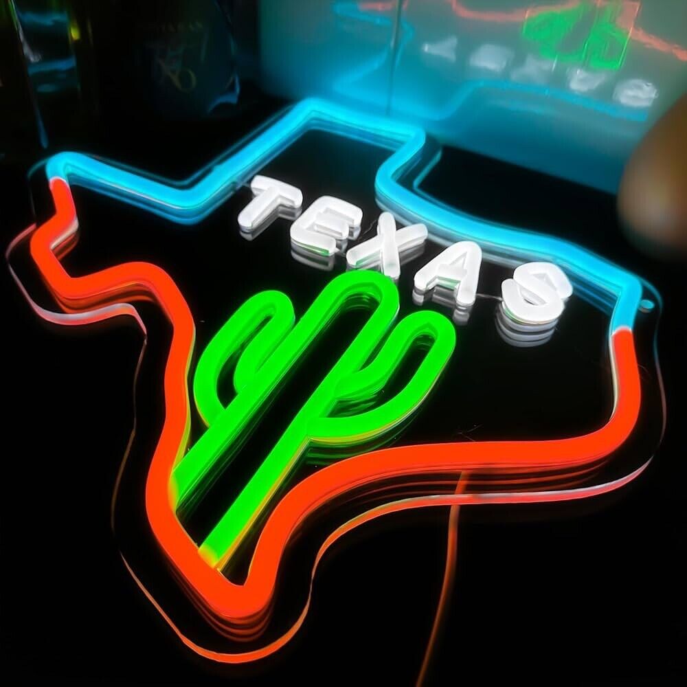 Texas Cactus Neon Sign LED For Bar, Garage , Man-cave 12.6” x 12.99” inch