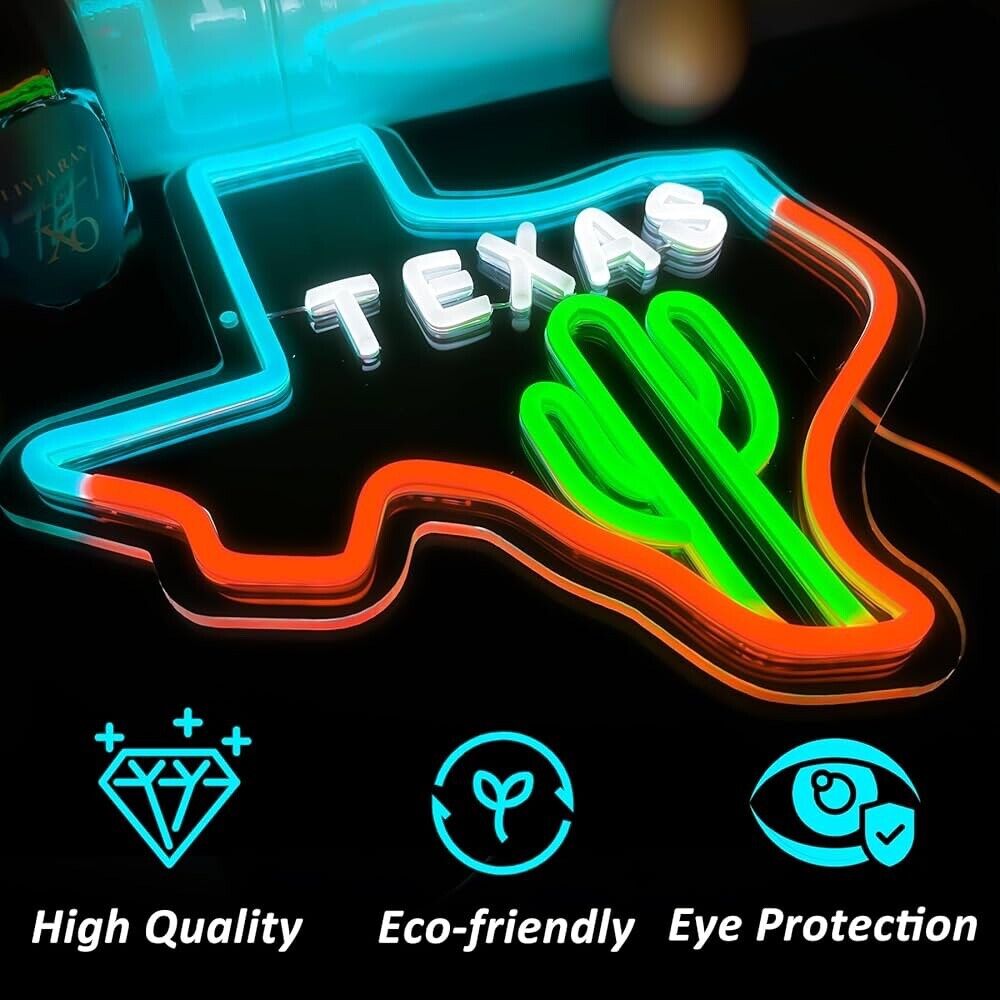 Texas Cactus Neon Sign LED For Bar, Garage , Man-cave 12.6” x 12.99” inch