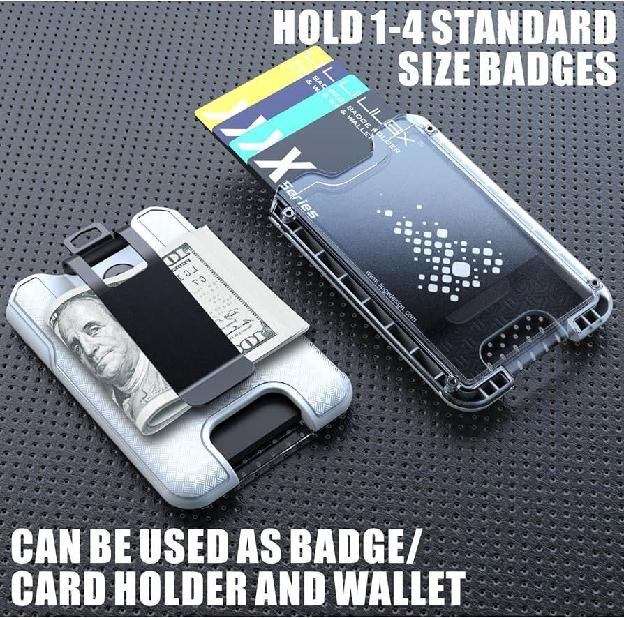 Wallet Money Clip Card Holder with ID Window, Holds 1-4 Cards