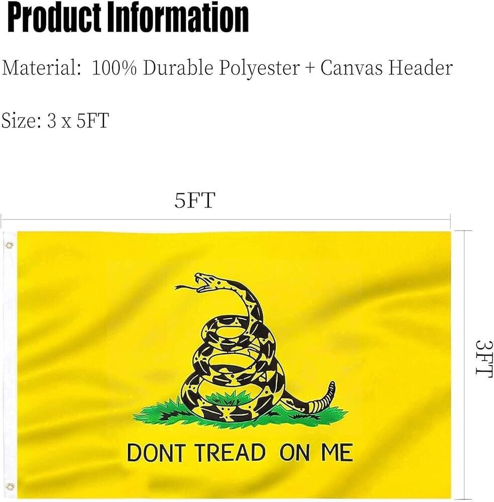 Don’t Tread On Me Flag 3x5 Outdoor 240D Heavy Polyester Duty Double Sided Flag