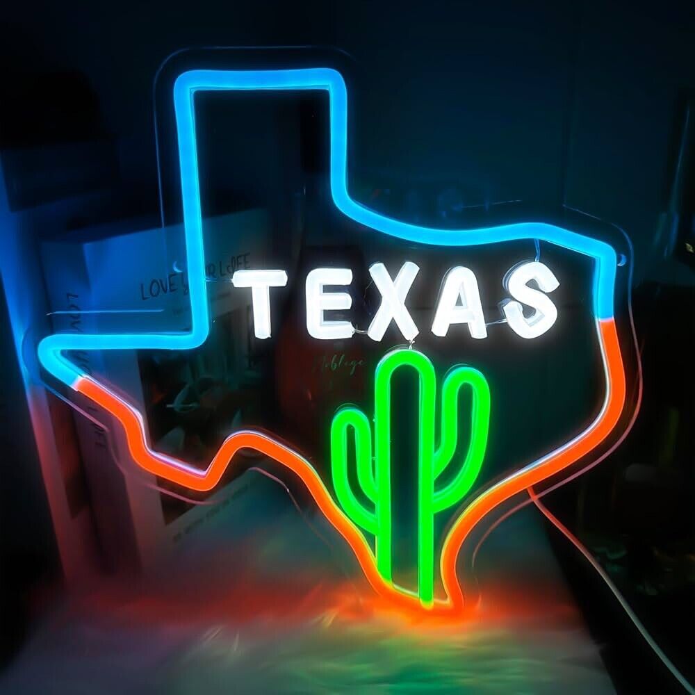 Texas Cactus Neon Sign LED For Bar, Garage , Man-cave 12.6” x 12.99” inch