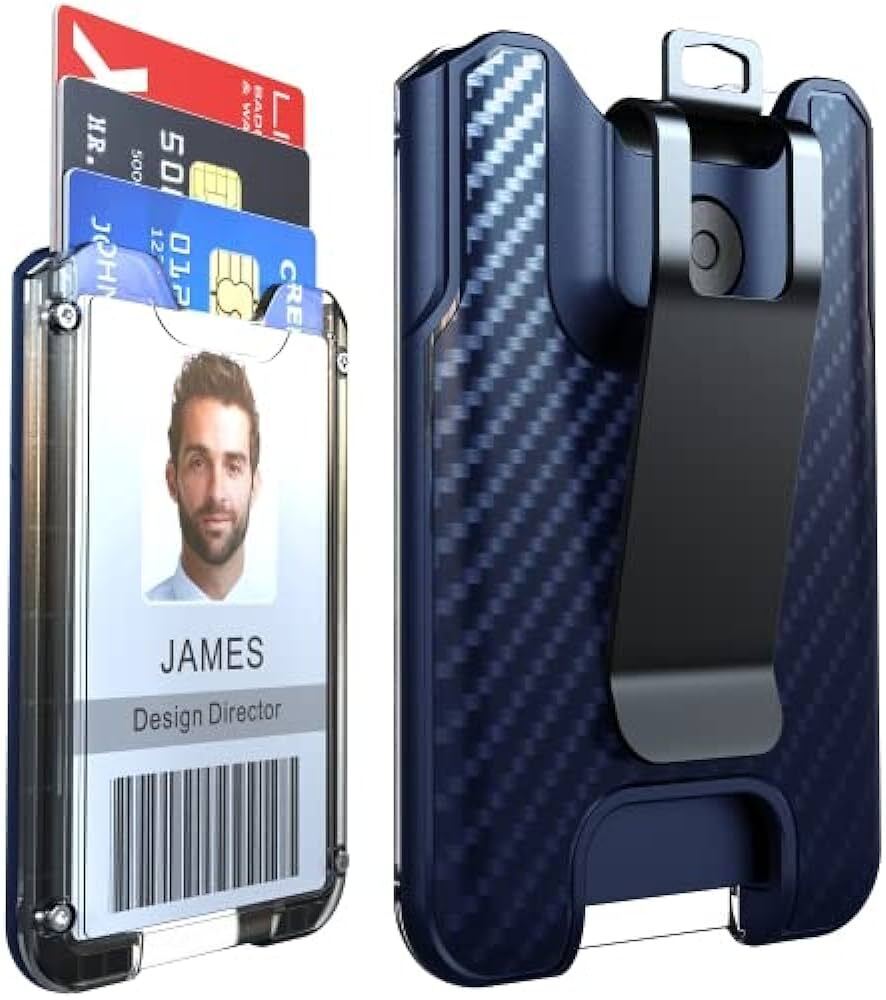 Wallet Money Clip Card Holder with ID Window, Holds 1-4 Cards