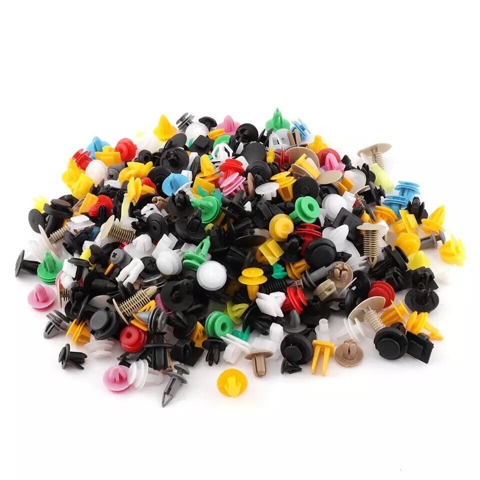 100 PCS Car Auto Various Plastic Rivet Fasteners Push Pin Bumper Fender Panel