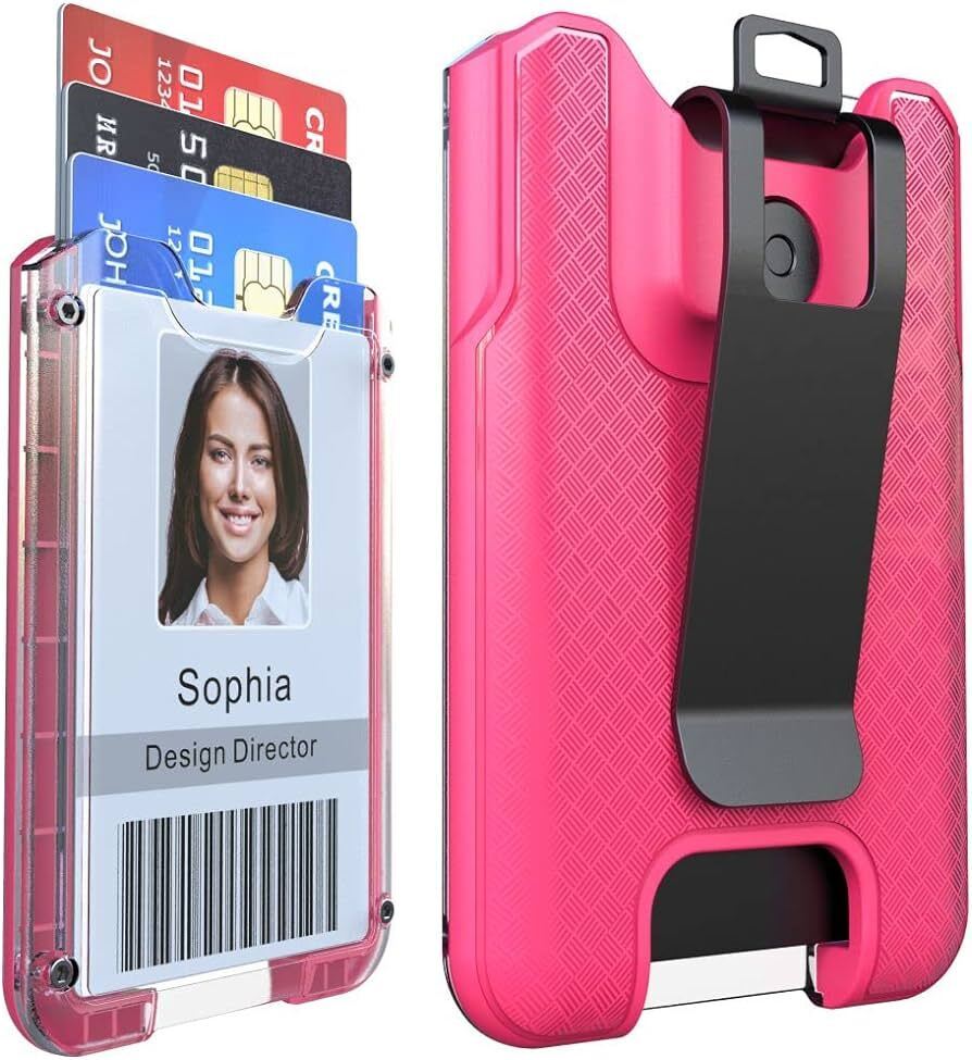 Wallet Money Clip Card Holder with ID Window, Holds 1-4 Cards