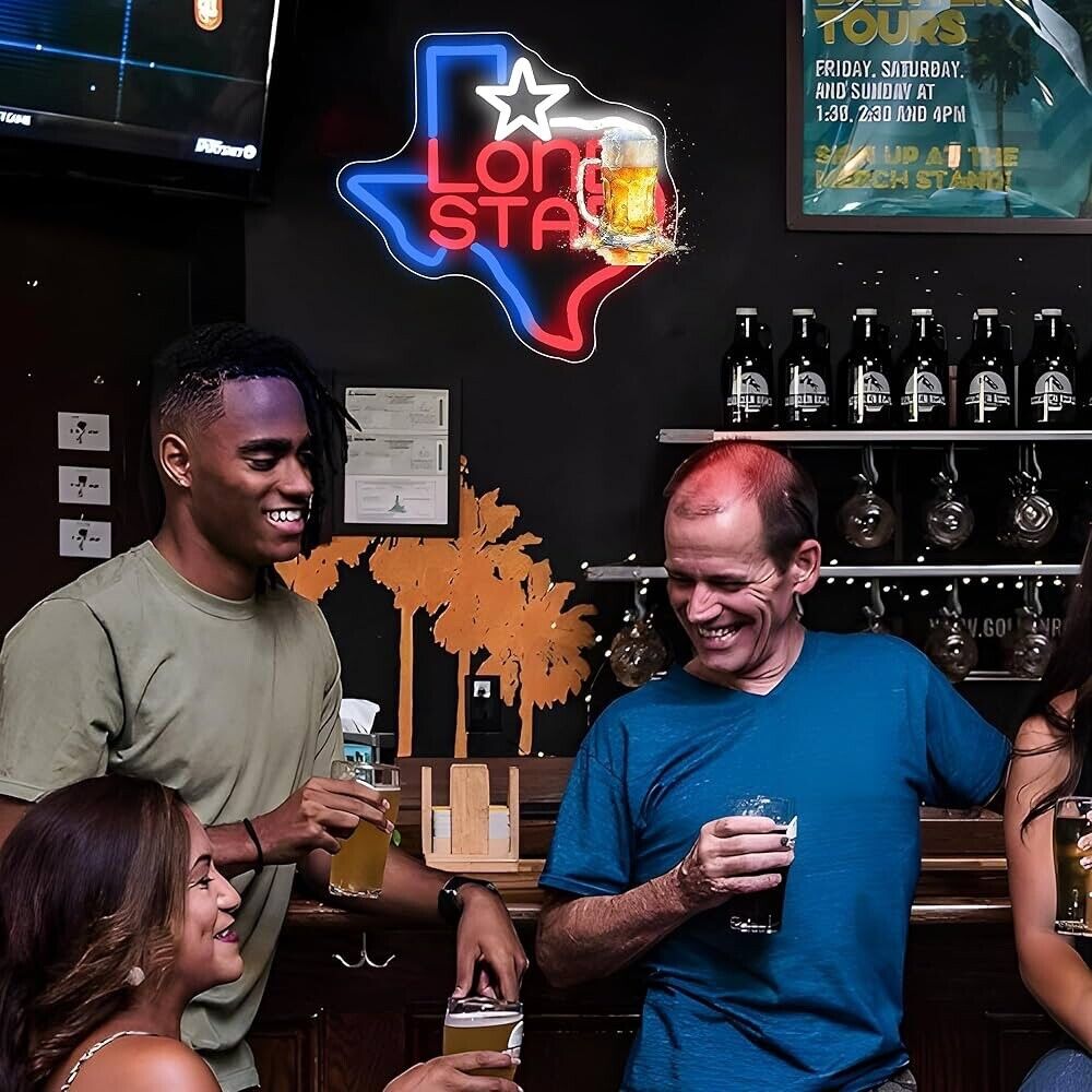 Texas Beer Neon Sign LED For Bar, Garage , Man-cave 13.76”x 14.38” inch