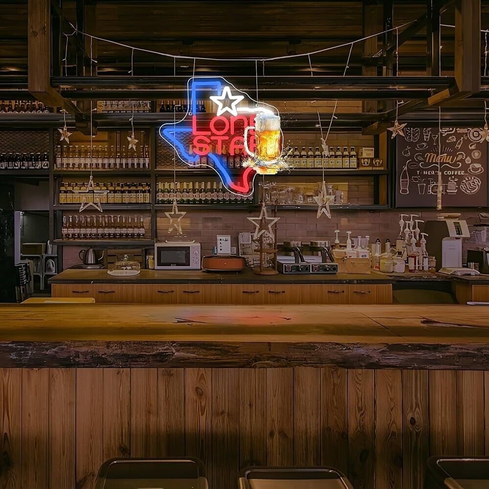 Texas Beer Neon Sign LED For Bar, Garage , Man-cave 13.76”x 14.38” inch