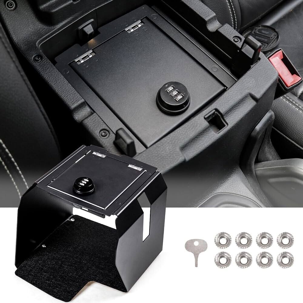 Center Console Safe Box for Jeep Wrangler JL, 2018 -2024, 2/4 Door, 3 Digit Lock