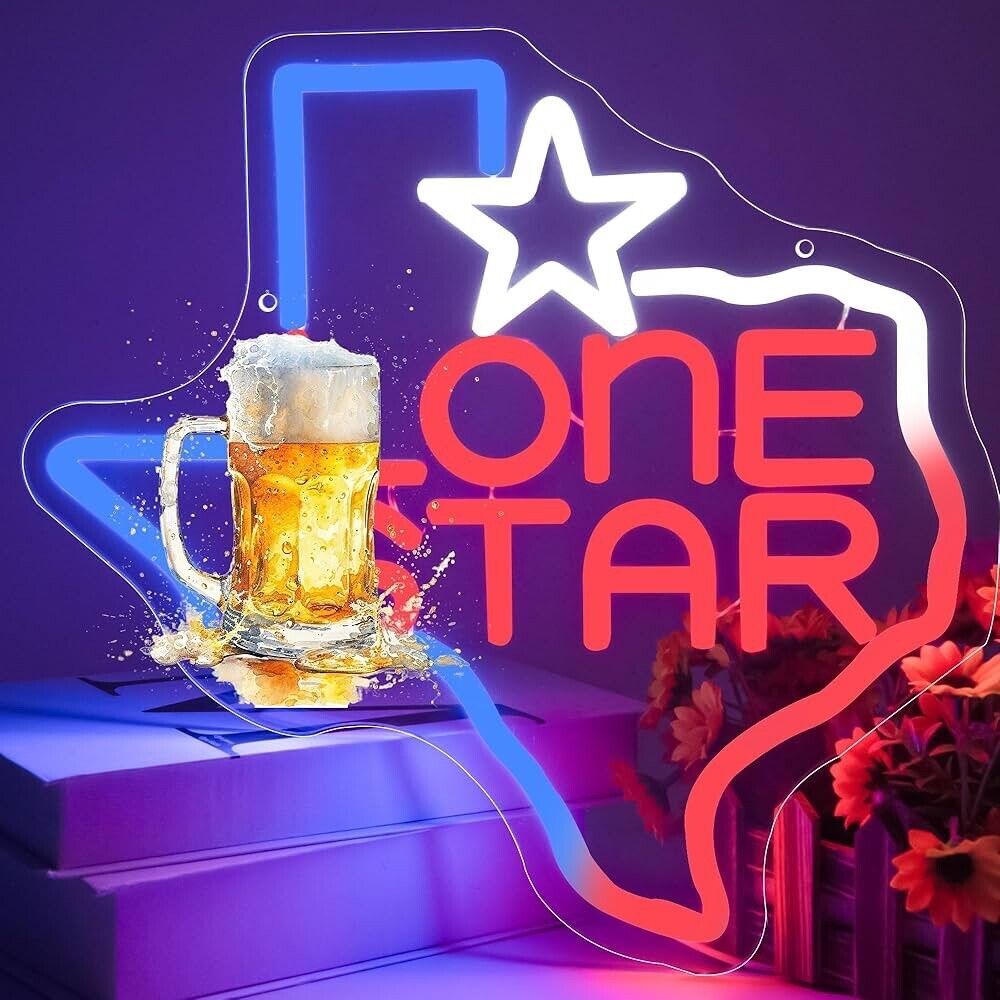 Texas Beer Neon Sign LED For Bar, Garage , Man-cave 13.76”x 14.38” inch