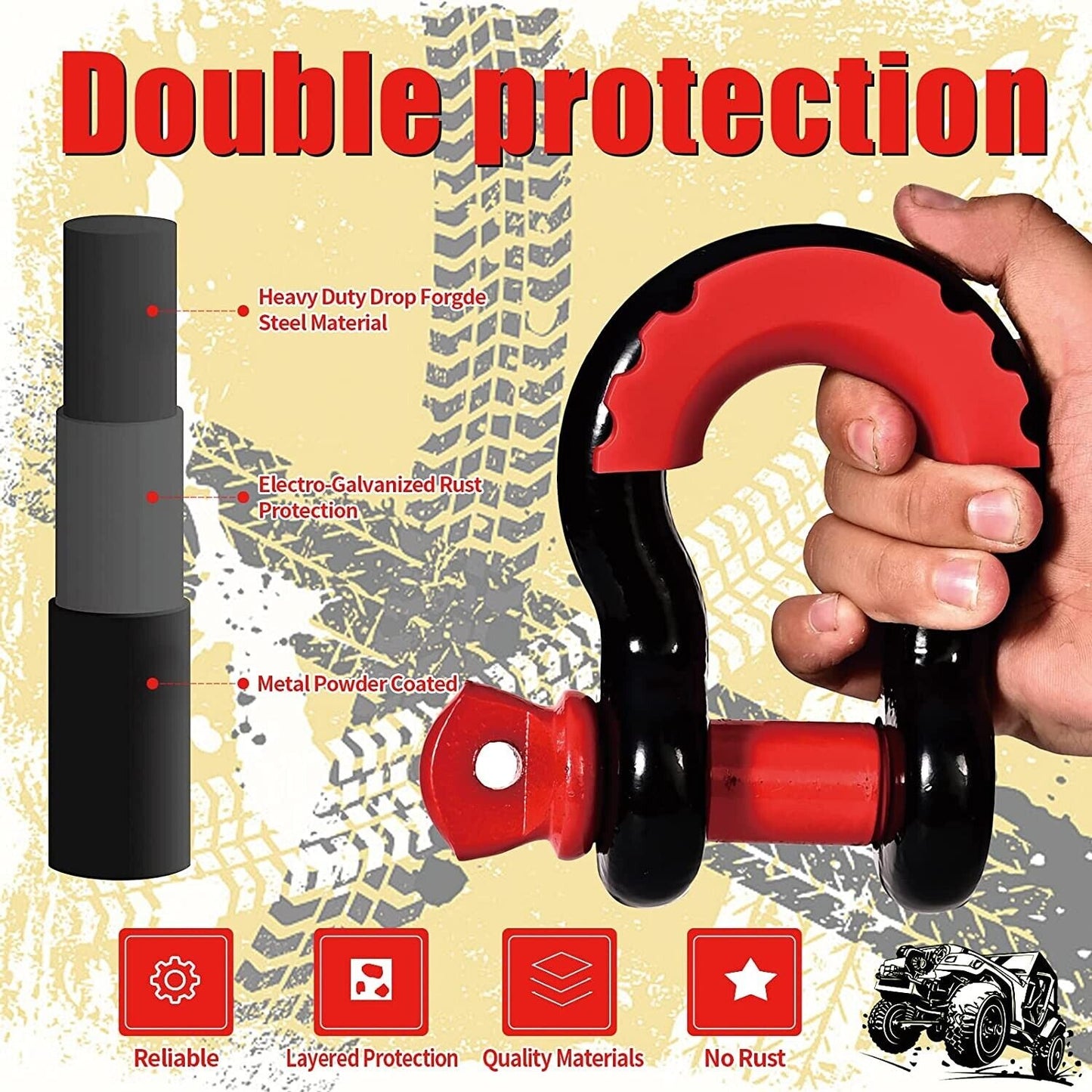 Shackle Hitch Receiver & Towing Hitch Lock2Inch 45000 LBS, 3/4 D Ring