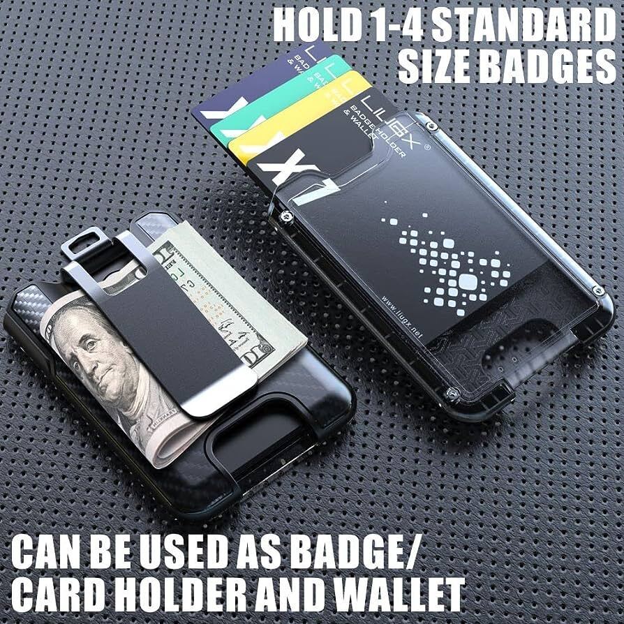 Wallet Money Clip Card Holder with ID Window, Holds 1-4 Cards
