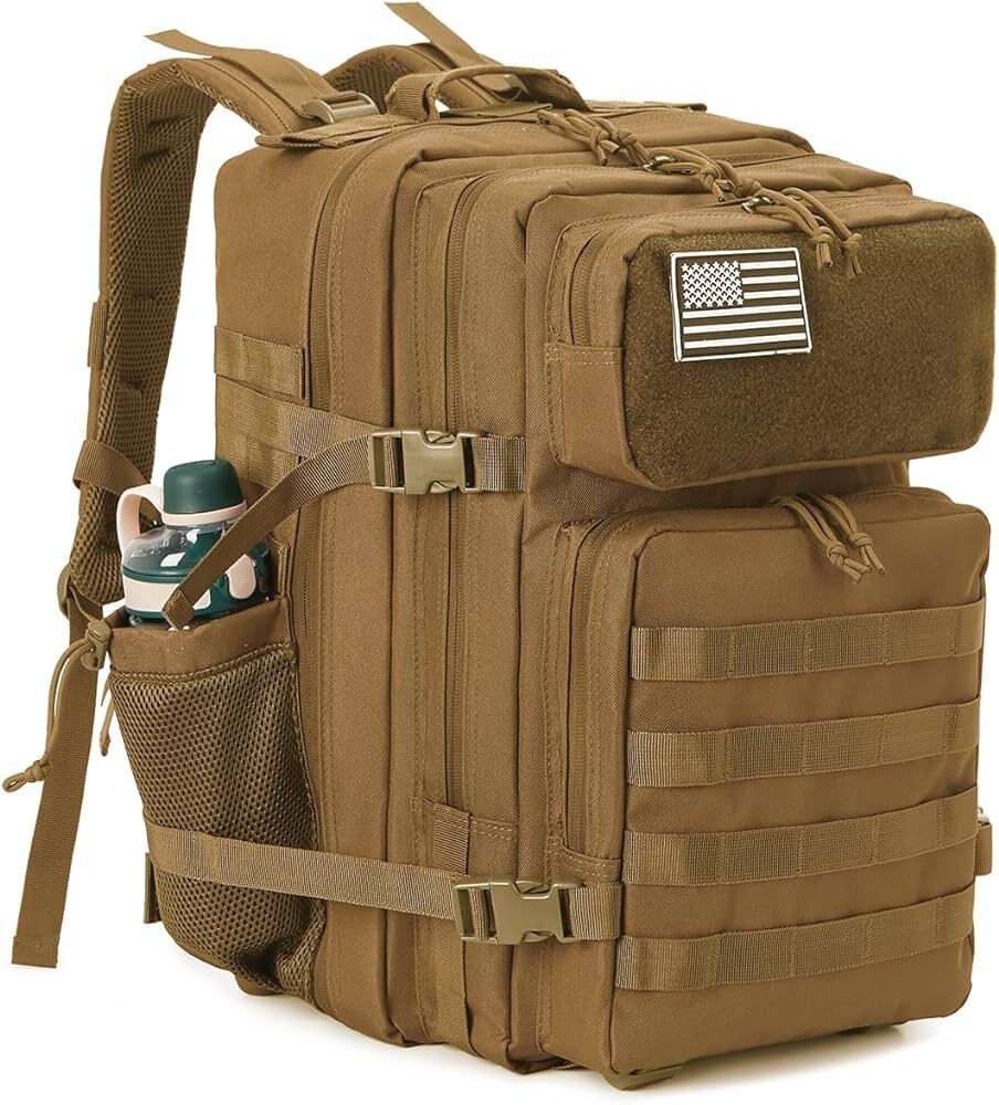 45L Tactical Molle Daypack 3 Day Bug Out Bag Hiking Rucksack With Bottle Holder