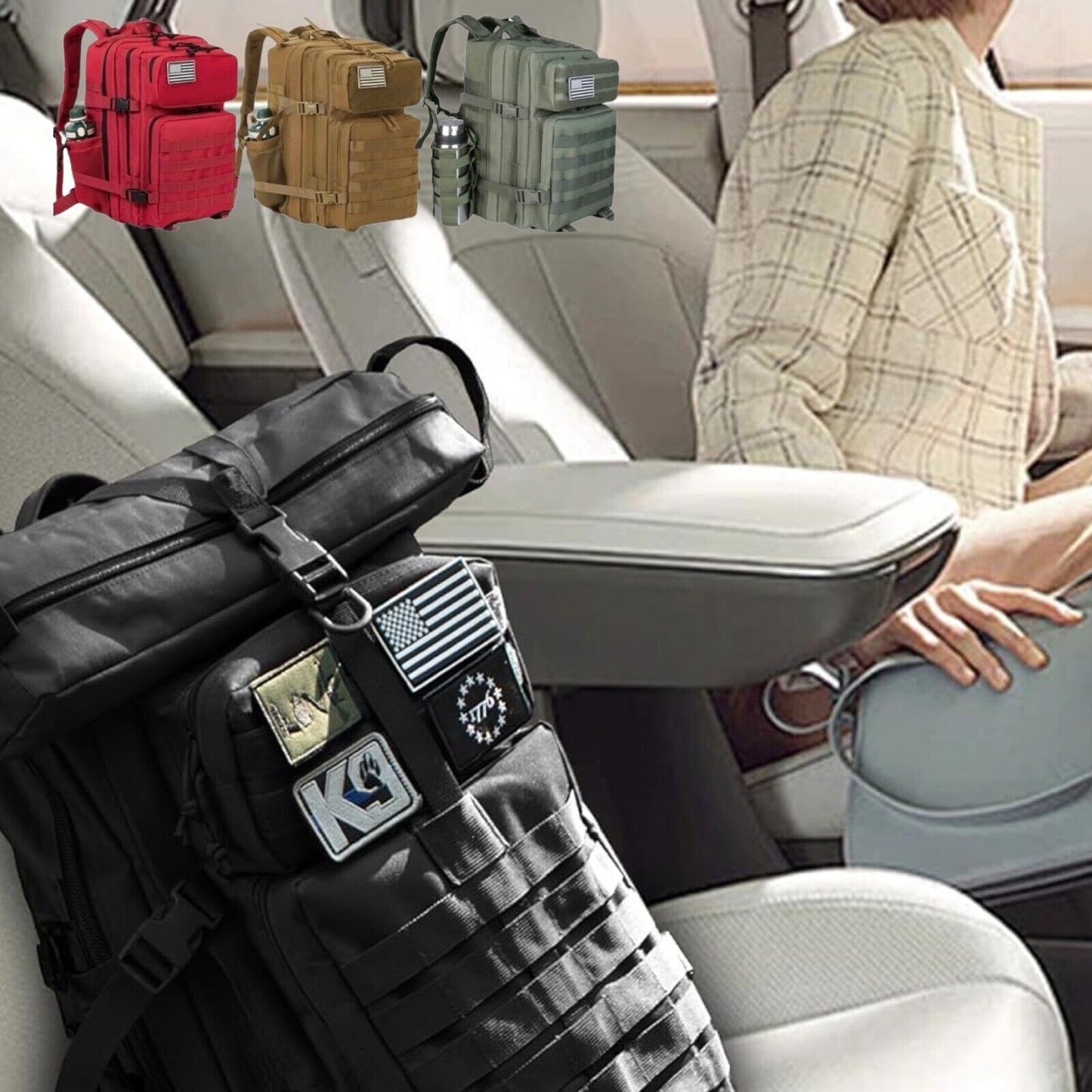 45L Tactical Molle Daypack 3 Day Bug Out Bag Hiking Rucksack With Bottle Holder