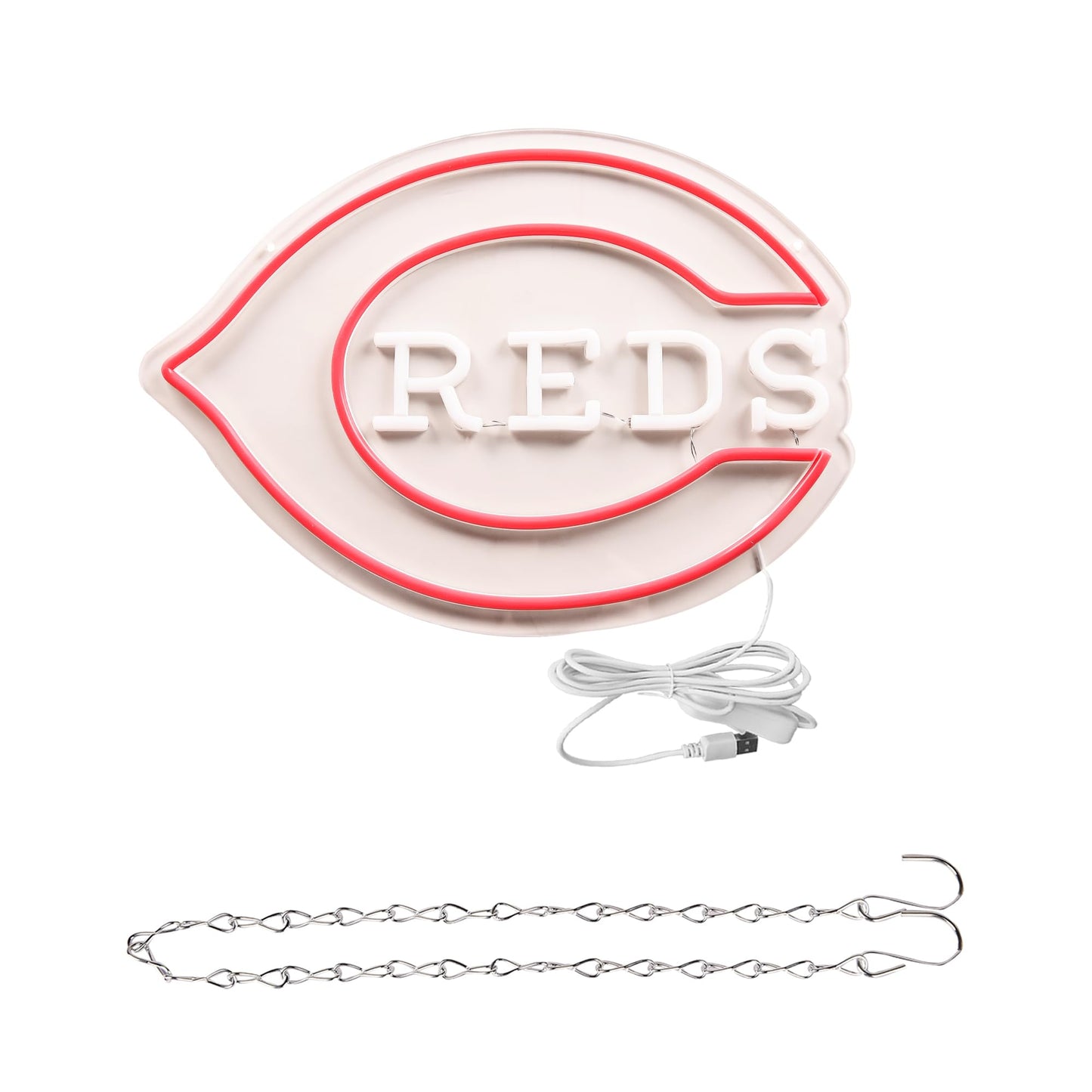 Red Neon LED Hanging Sign, USB Powered, (16 x 11 inches)