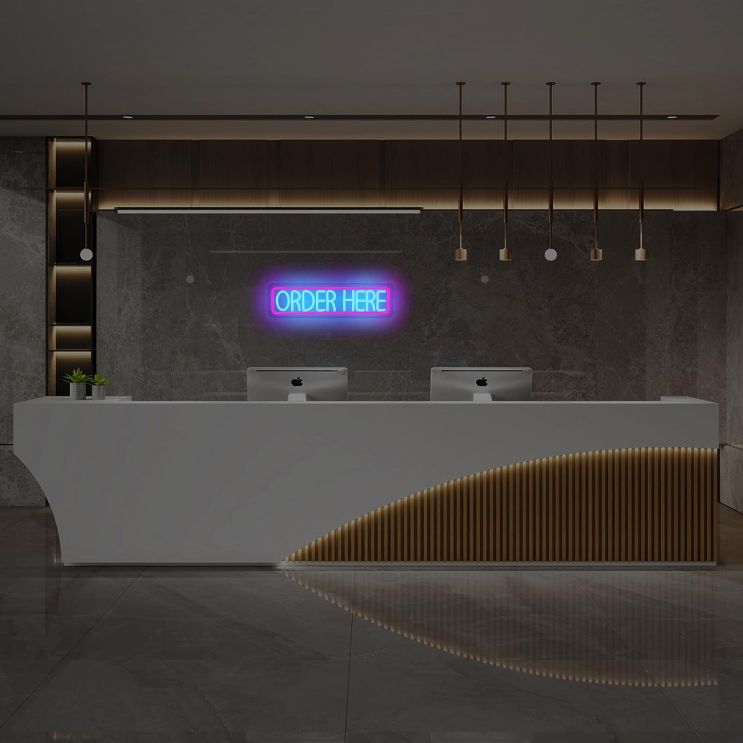 Order Here & Pick-Up Here Neon LED Restaurant Sign 4”x15” inch
