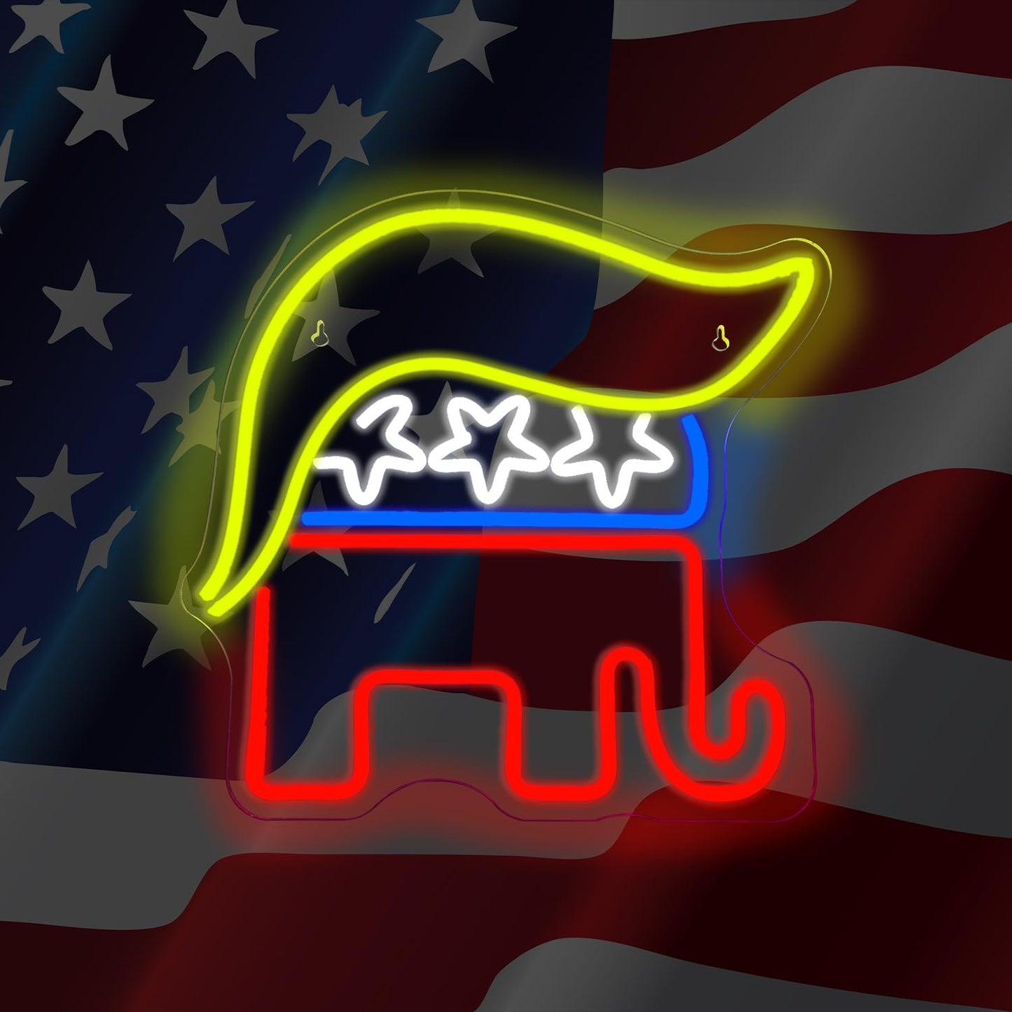Republican Trump Party Neon LED Hanging Sign, Dimmable, USB, 14 x 14 inches