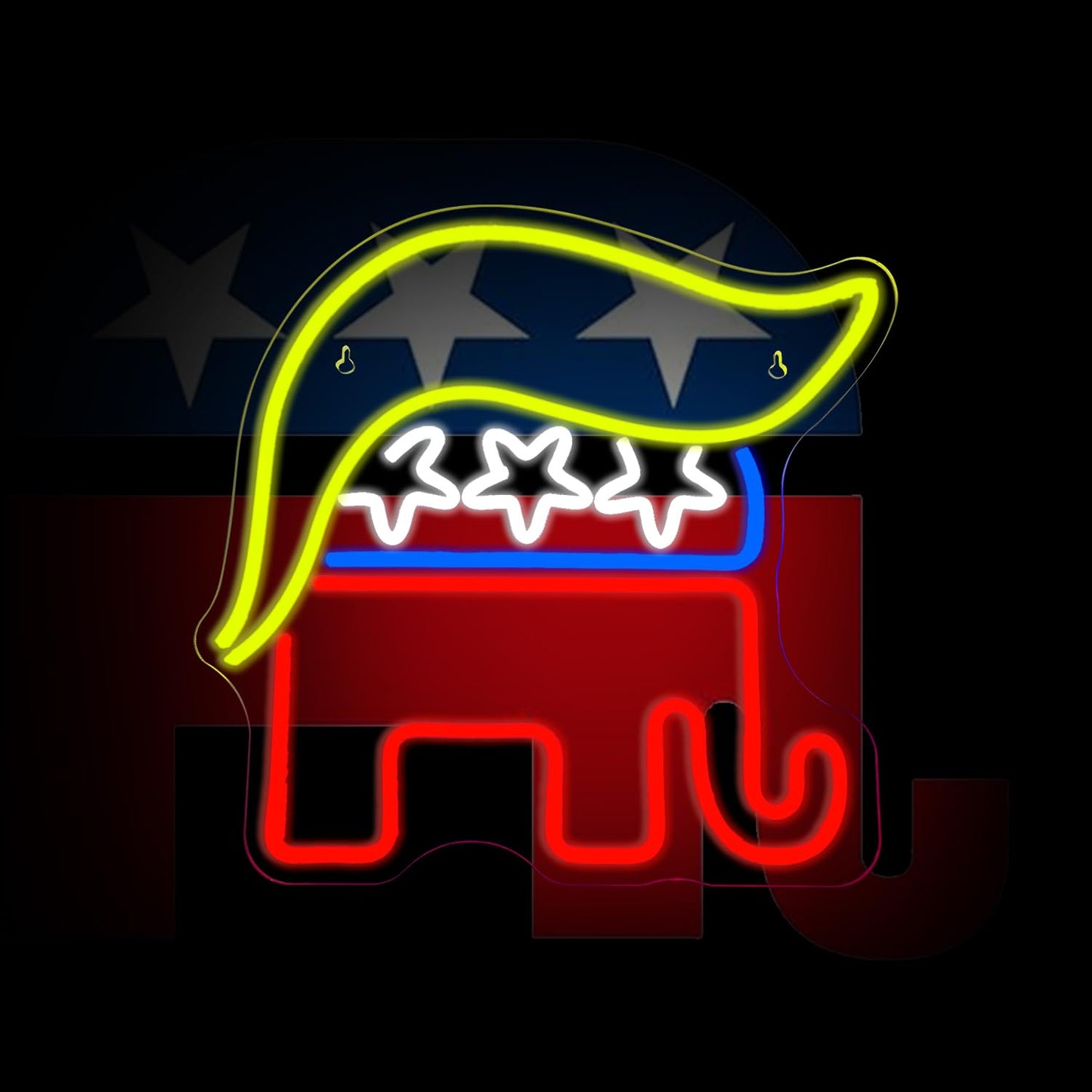 Republican Trump Party Neon LED Hanging Sign, Dimmable, USB, 14 x 14 inches