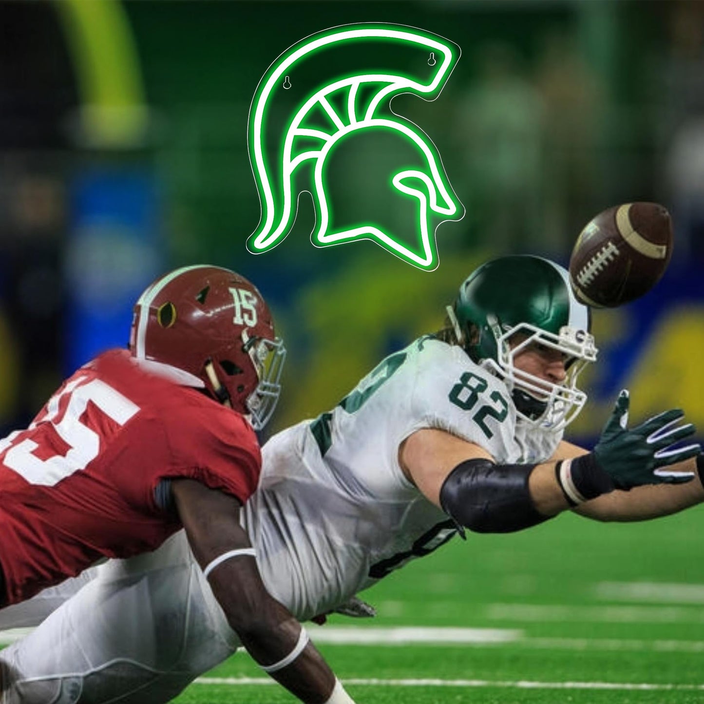 Michigan Spartan Team Logo Neon LED Sign, USB, Wall Mount, Hanging