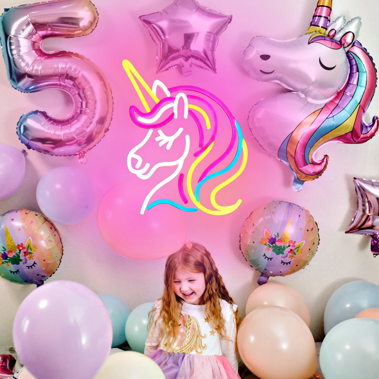 Unicorn Pink Night Light, LED, Dimmable, USB, 13x11 inches