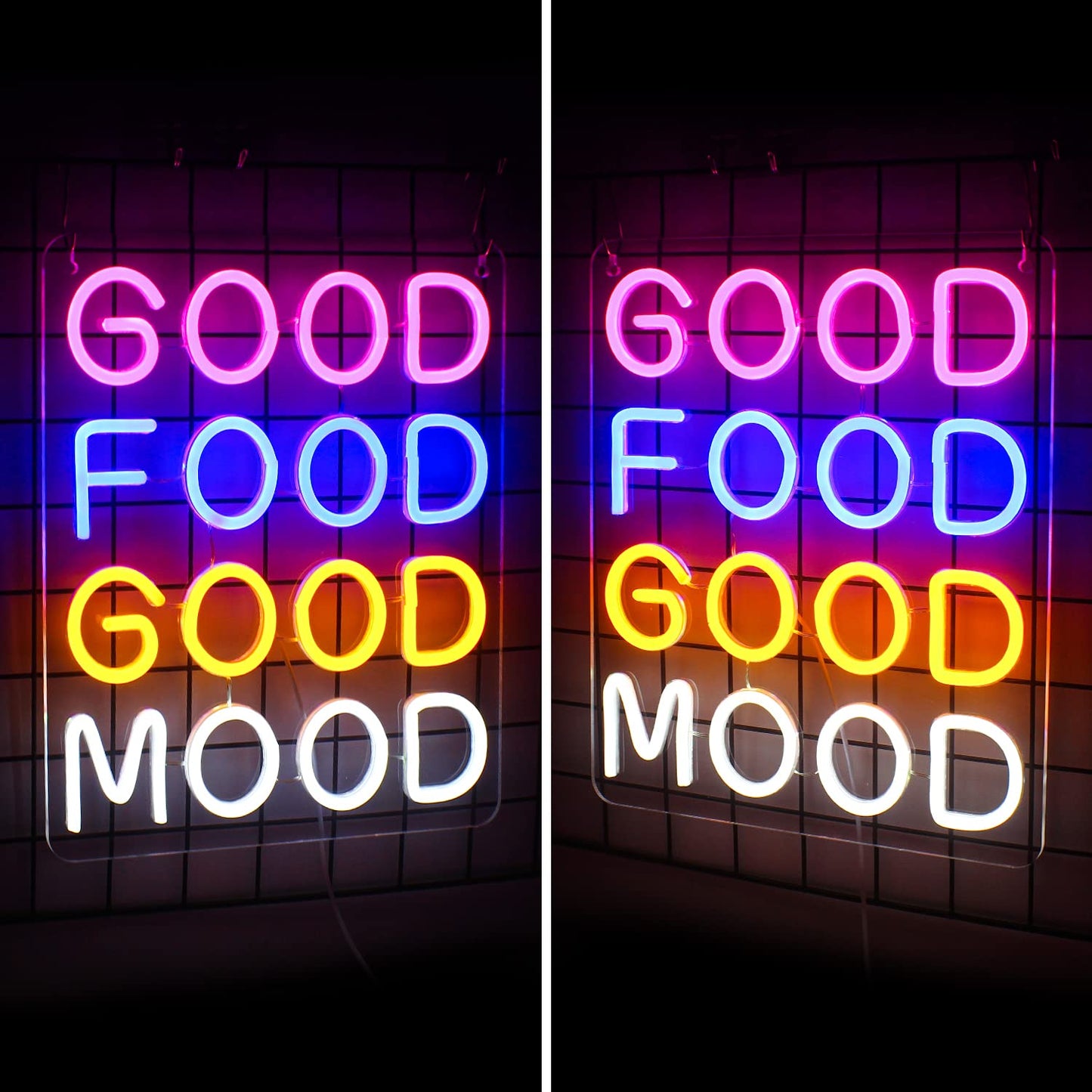 Good Food,Good Mood, Neon LED Hanging Sign, USB,14x12 inches