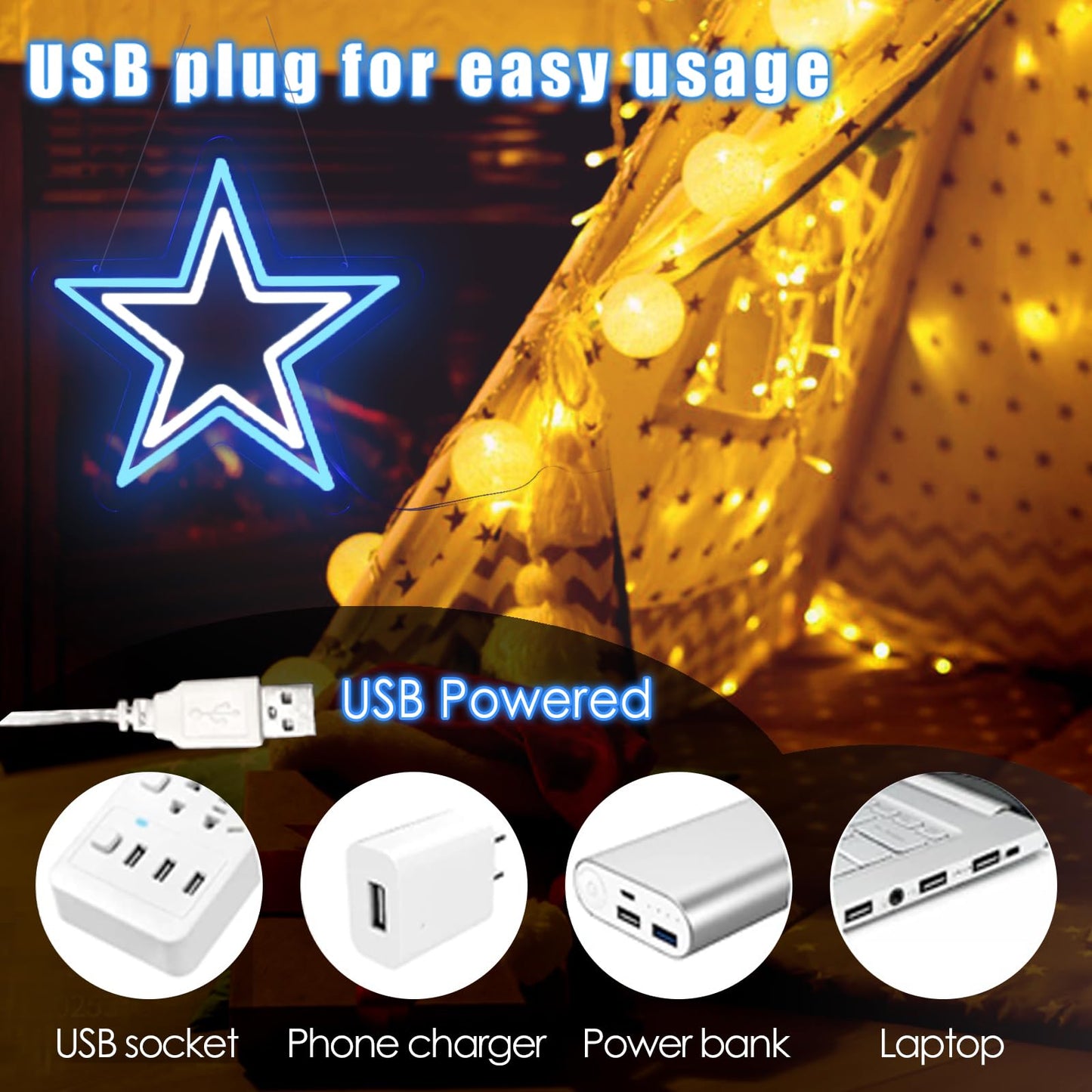 Dallas Football Neon LED Sign, Hanging, USB Powered, 13 x 13 inches