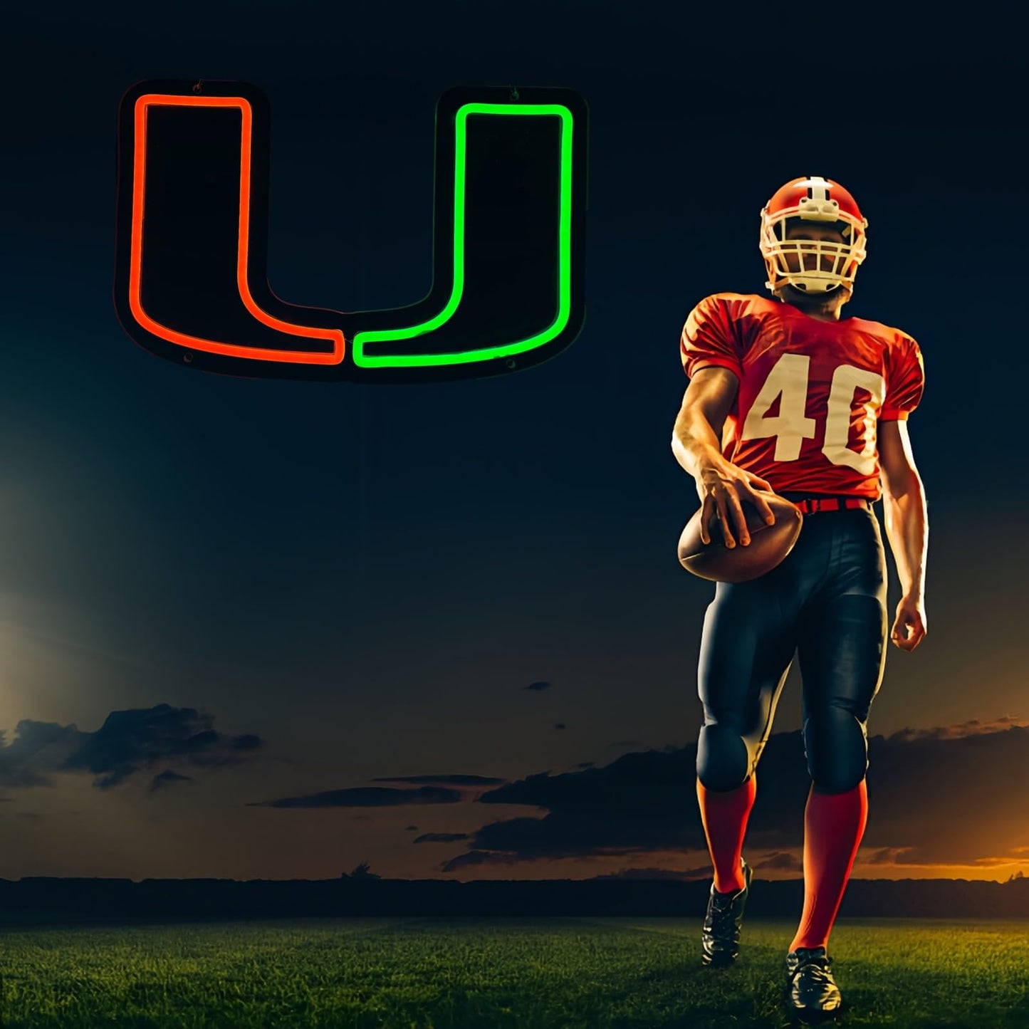 Miami LED Hanging Sign, Dimmable, USB, 15x11 inches College University