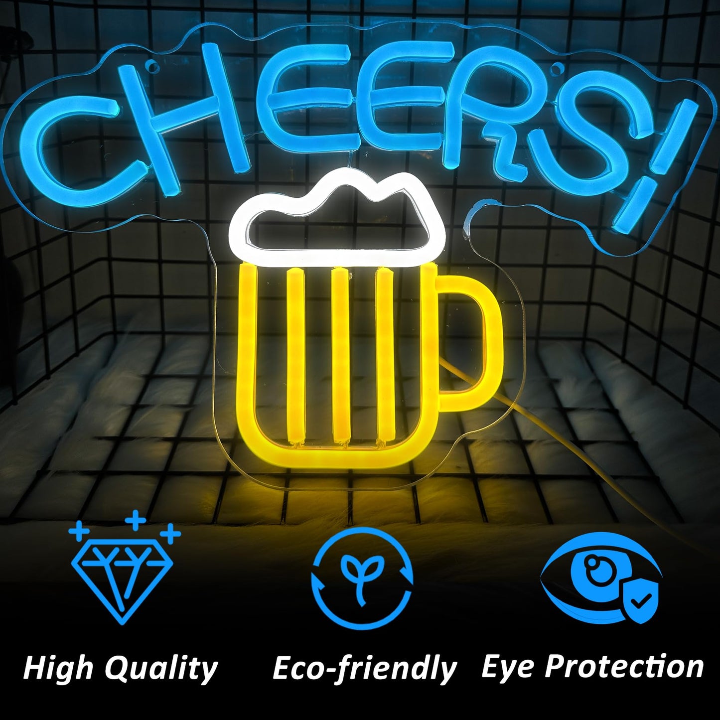 Cheers Neon Sign LED, USB Powered 13x9 inches