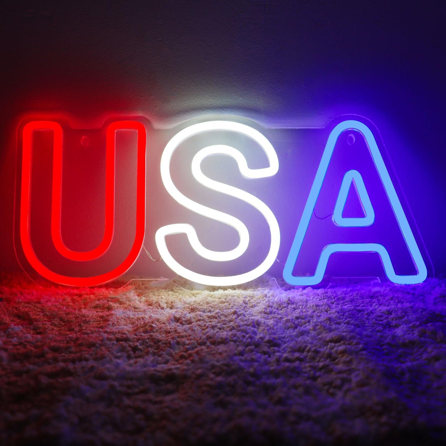 USA Neon LED Sign, Dimmable, USB, 15.7"×6.7" inches