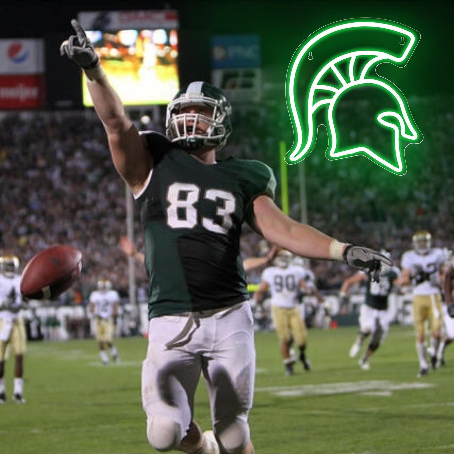 Michigan Spartan Team Logo Neon LED Sign, USB, Wall Mount, Hanging