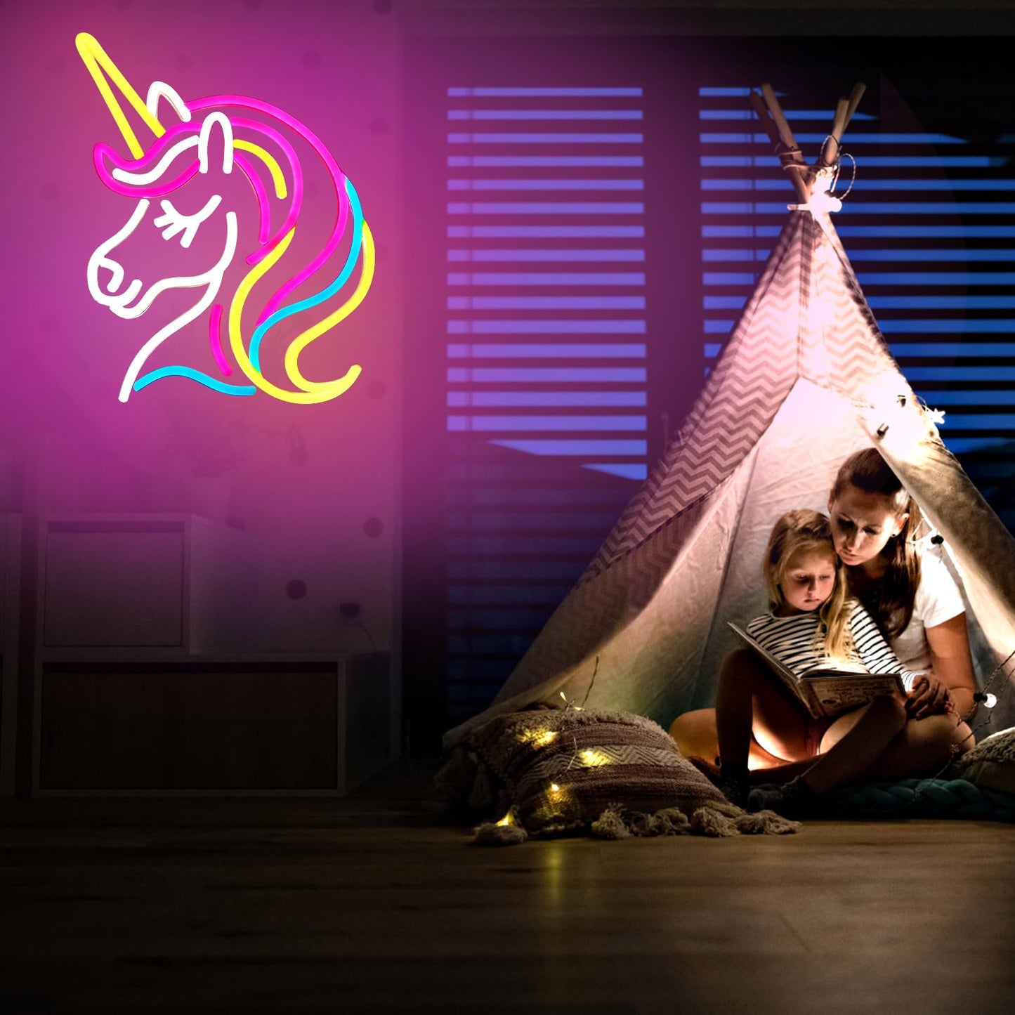 Unicorn Pink Night Light, LED, Dimmable, USB, 13x11 inches