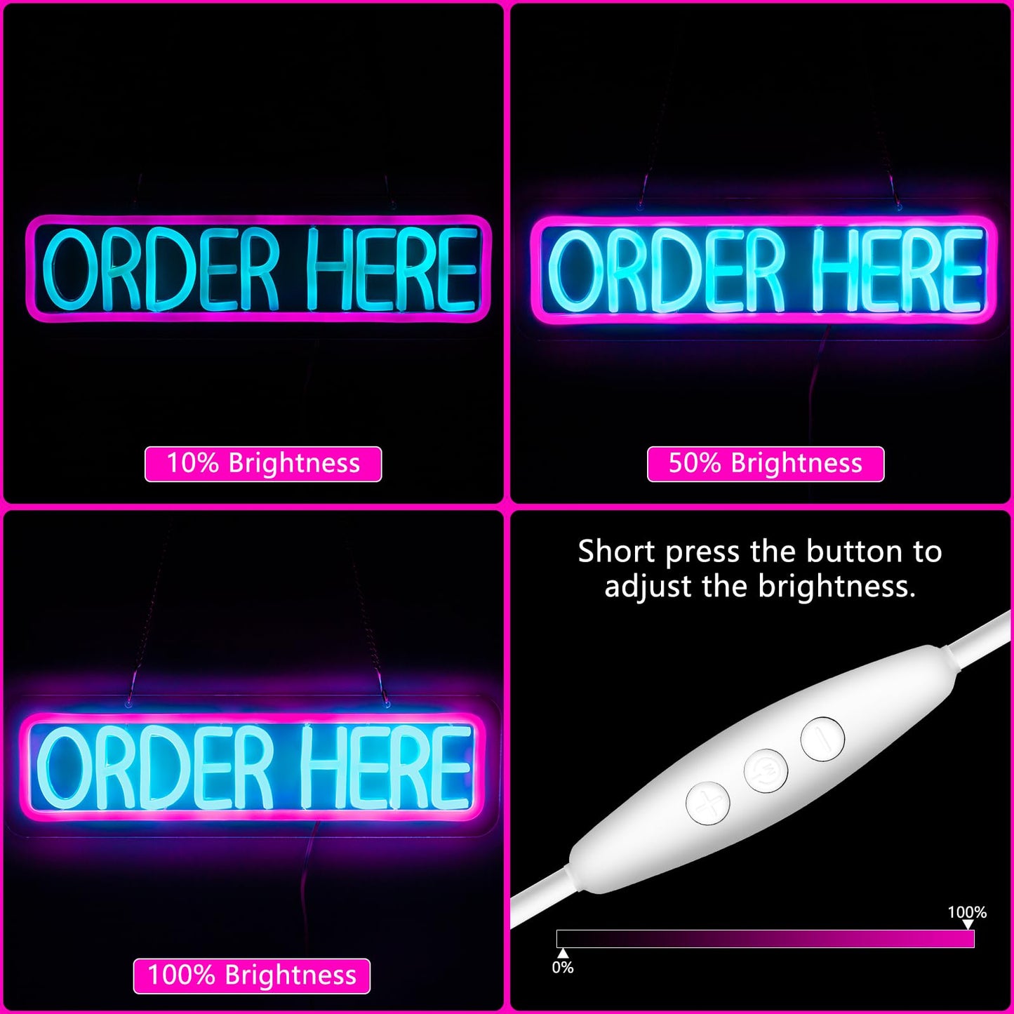 Order Here & Pick-Up Here Neon LED Restaurant Sign 4”x15” inch