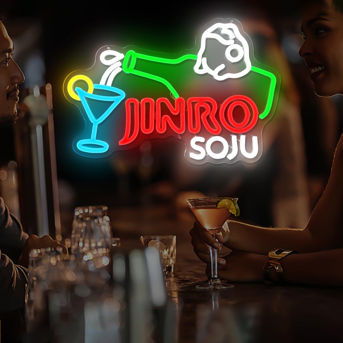 Jinro Soju Neon LED Sign, Dimming, USB, Wall or Hang Mount (14.9'' X 10'' inch)