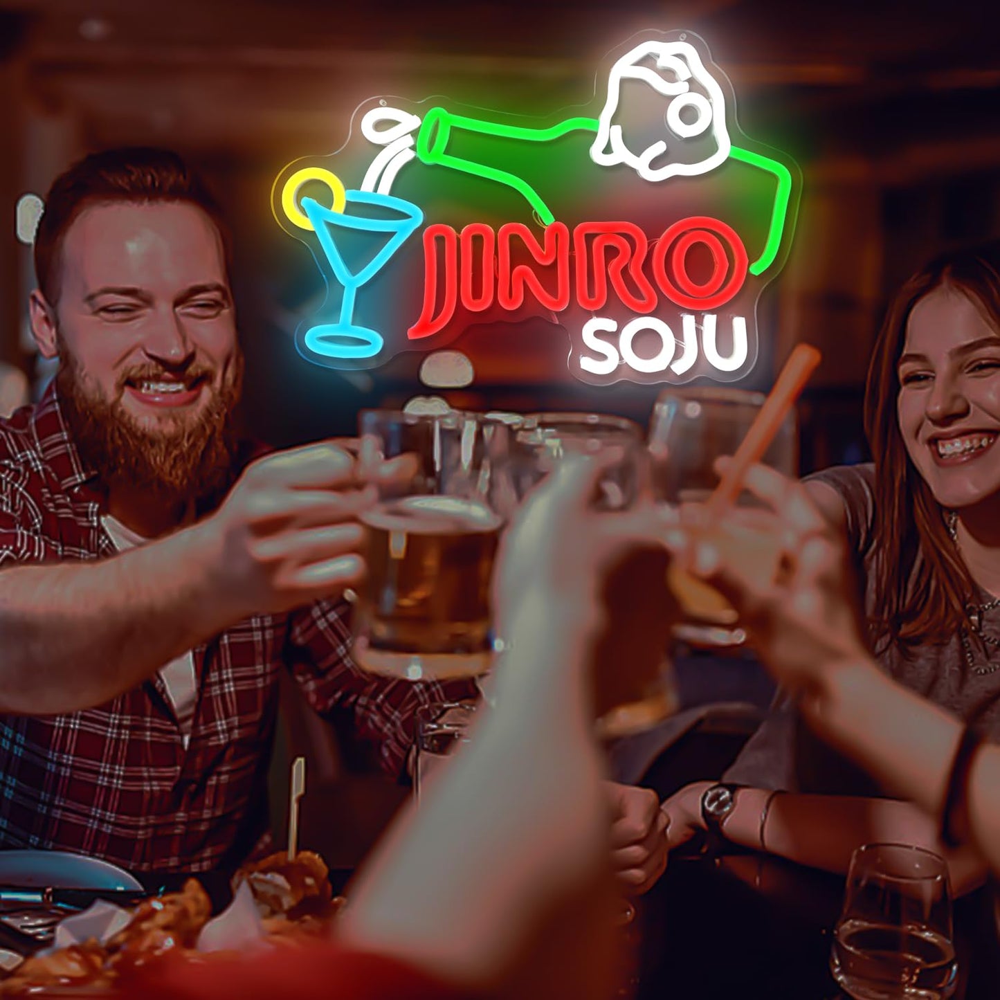Jinro Soju Neon LED Sign, Dimming, USB, Wall or Hang Mount (14.9'' X 10'' inch)