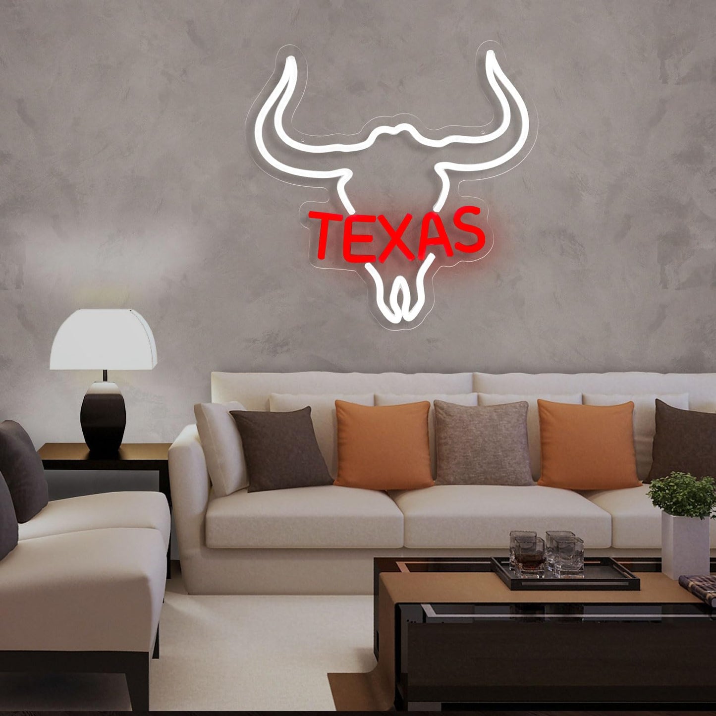 Texas Bull Neon LED Sign, USB Powered, 13x13 inches