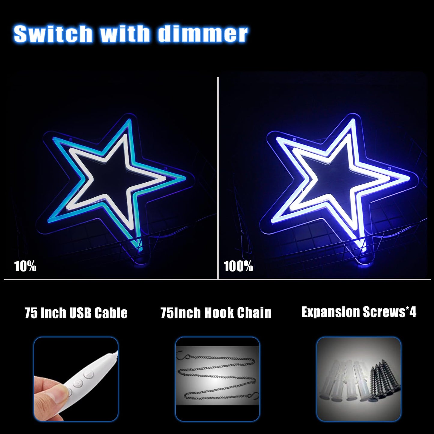 Dallas Football Neon LED Sign, Hanging, USB Powered, 13 x 13 inches